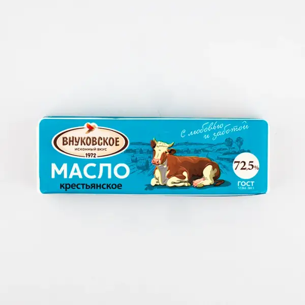 Масло сладкосливочное несоленое Крестьянское 72,5% «Внуковское», 450 г