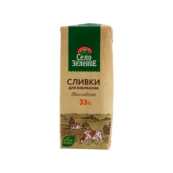 Крем сливочный (сливки для взбивания) 33% «Село Зеленое», 200 гр