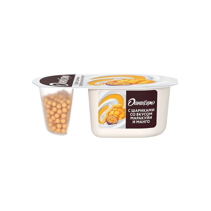 Йогурт Даниссимо Фантазия хруст. шарики со вкусом манго-маракуйя жир.6,9% 
